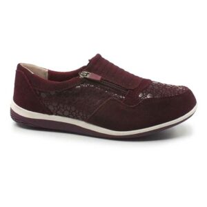 Pantofi dama Confort din piele velur - Bordo, 37