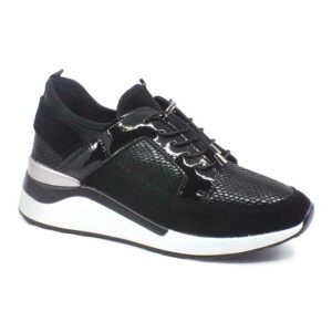 Pantofi dama Maria Conti  din piele naturala  si siret elastic - Negru, 39