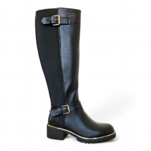 Cizme lungi pentru femei, Fashion, cu fermoar - Negru
