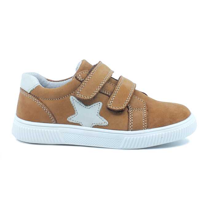 Pantofi copii, Happy Bee, din piele intoarsa naturala, cu dublu scai