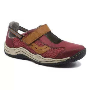 Pantofi de  vara pentru femei Rieker cu dantela - Bordo