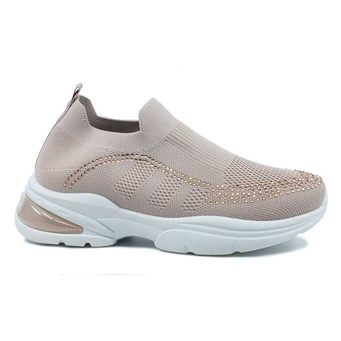 Pantofi sport dama, Fashion, fara inchidere, decorati cu strasuri