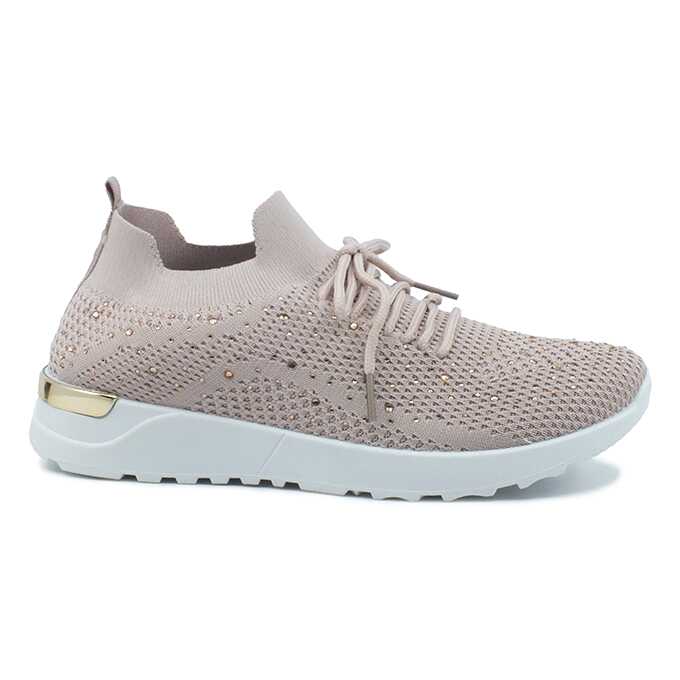 Pantofi sport dama, Fashion, fara inchidere, decorati cu strasuri si cu siret