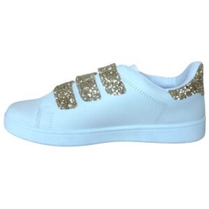 Pantofi cu talpa groasa pentru femei - Alb + auriu, 38