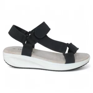 Sandale dama Fashion, cu talpa convexa - Negru