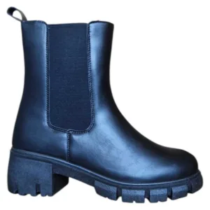 Botine femei Fashion ,cu benzi elastice laterale - Negru
