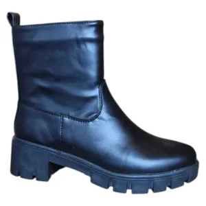 Botine femei, Fashion, cu talpa si toc gros - Negru