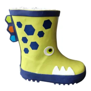 Cizme de ploaie pentru copii Happy Bee, decorate cu dino - Verde