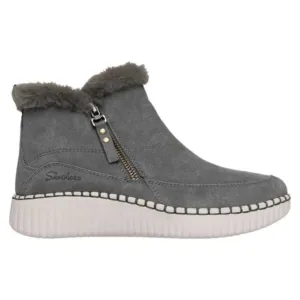 Botine femei, din piele intoarsa, Skechers - Gri