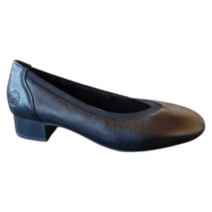 Pantofi femei, din piele naturala, Rieker, potrivit pentru picior lat - Negru